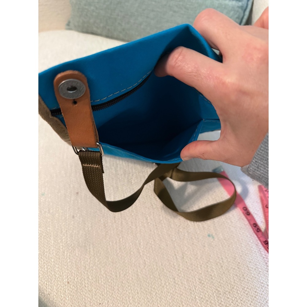 Artifact US Handmade Blue Canvas Crossbody Bag Leather Trim Utility Pouch USA - Picture 4 of 9